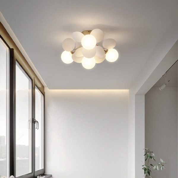 Contemporary Scandinavian Colorful Flower Orb Metal Glass Acrylic 1/4/6/8 Light Semi-Flush Mount Ceiling Light For Bedroom - Image 17