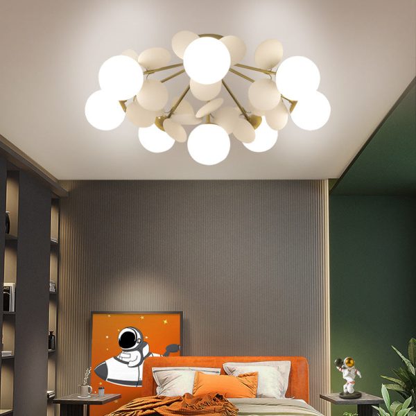 Contemporary Scandinavian Colorful Flower Orb Metal Glass Acrylic 1/4/6/8 Light Semi-Flush Mount Ceiling Light For Bedroom - Image 19