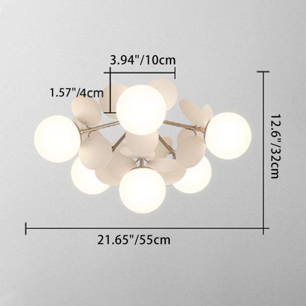 Contemporary Scandinavian Colorful Flower Orb Metal Glass Acrylic 1/4/6/8 Light Semi-Flush Mount Ceiling Light For Bedroom - Image 5