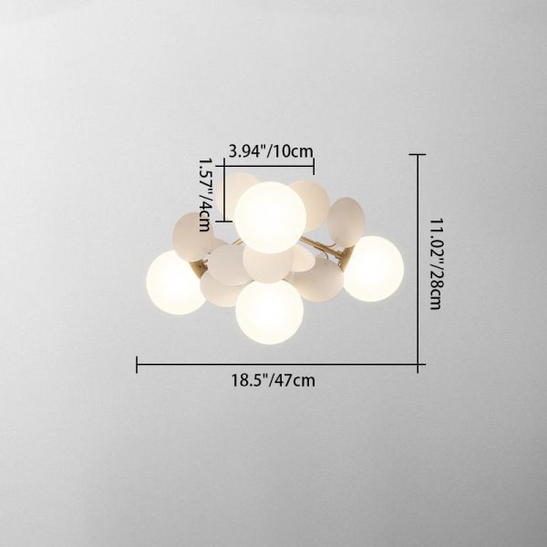 Contemporary Scandinavian Colorful Flower Orb Metal Glass Acrylic 1/4/6/8 Light Semi-Flush Mount Ceiling Light For Bedroom - Image 4