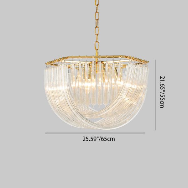 Modern Luxury Round Semicircle Metal Glass 6/8 Light Chandelier For Bedroom - Image 4