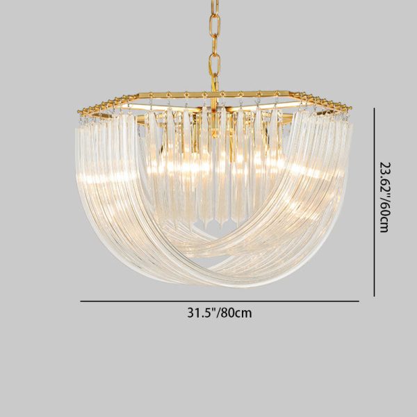 Modern Luxury Round Semicircle Metal Glass 6/8 Light Chandelier For Bedroom - Image 5