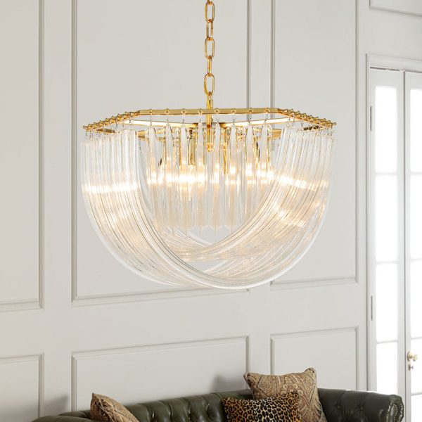 Modern Luxury Round Semicircle Metal Glass 6/8 Light Chandelier For Bedroom - Image 6