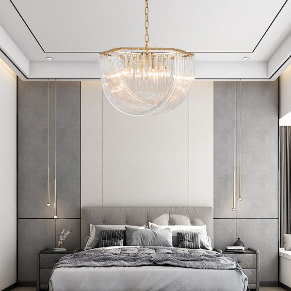 Modern Luxury Round Semicircle Metal Glass 6/8 Light Chandelier For Bedroom - Image 2
