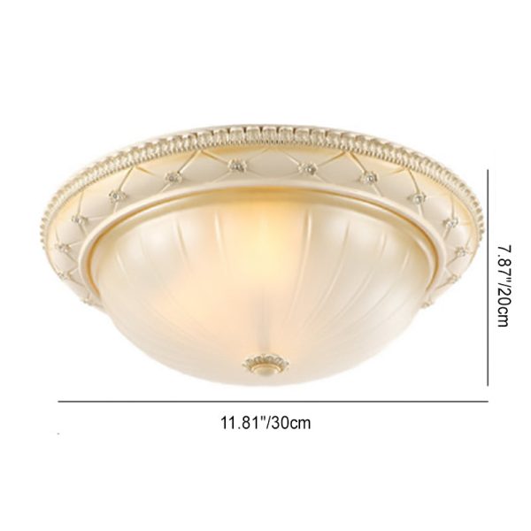 Traditional French Round Dome Resin Glass 2/3 Light Flush Mount Ceiling Light For Bedroom - Image 3