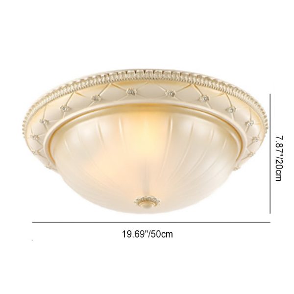 Traditional French Round Dome Resin Glass 2/3 Light Flush Mount Ceiling Light For Bedroom - Image 5