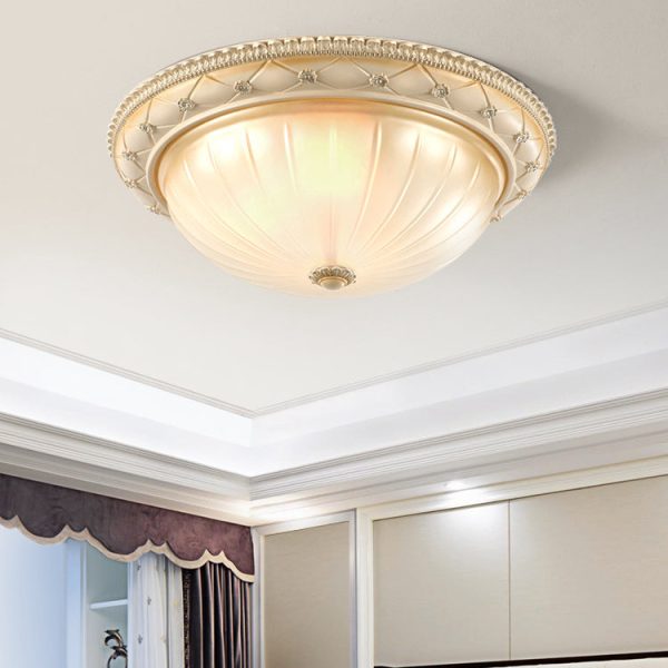 Traditional French Round Dome Resin Glass 2/3 Light Flush Mount Ceiling Light For Bedroom - Image 9