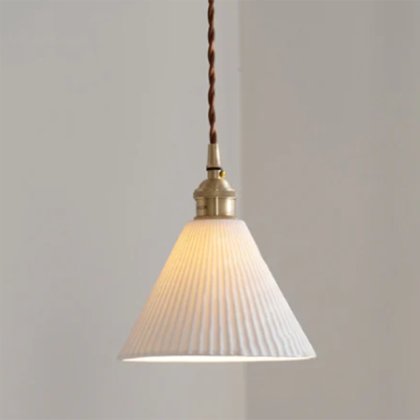 Contemporary Scandinavian Round Cylinder Cone Copper Ceramic 1-Light Pendant Light For Dining Room - Image 14