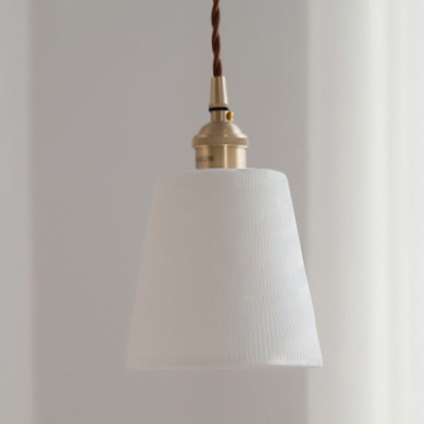 Contemporary Scandinavian Round Cylinder Cone Copper Ceramic 1-Light Pendant Light For Dining Room - Image 15