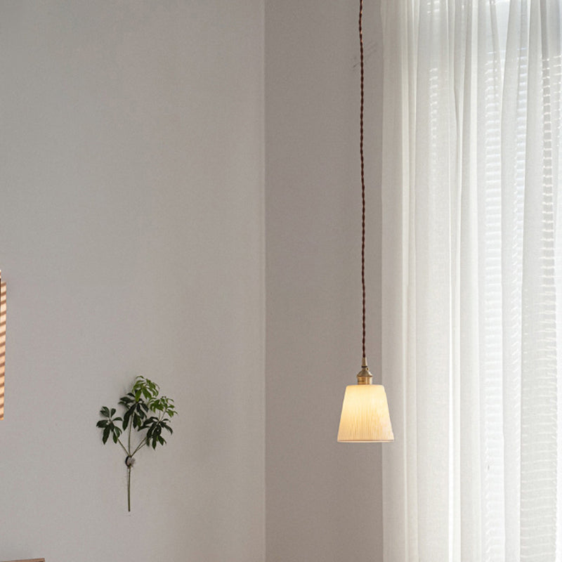 BS-Lighting-LM00305-24.jpg Contemporary Scandinavian Round Cylinder Cone Copper Ceramic 1-Light Pendant Light For Dining Room - Image 1