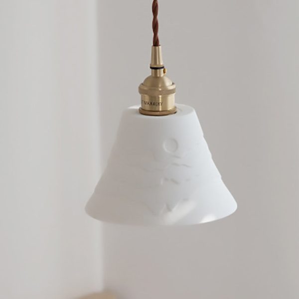 Contemporary Scandinavian Round Cylinder Cone Copper Ceramic 1-Light Pendant Light For Dining Room - Image 9