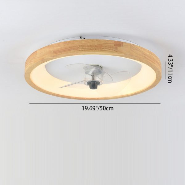 Modern Minimalist Fan Round Dome Wood Acrylic LED Flush Mount Ceiling Fan Light For Bedroom - Image 4
