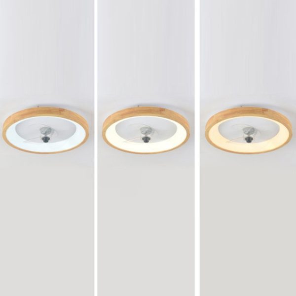 Modern Minimalist Fan Round Dome Wood Acrylic LED Flush Mount Ceiling Fan Light For Bedroom - Image 9