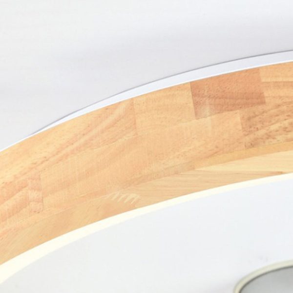 Modern Minimalist Fan Round Dome Wood Acrylic LED Flush Mount Ceiling Fan Light For Bedroom - Image 7