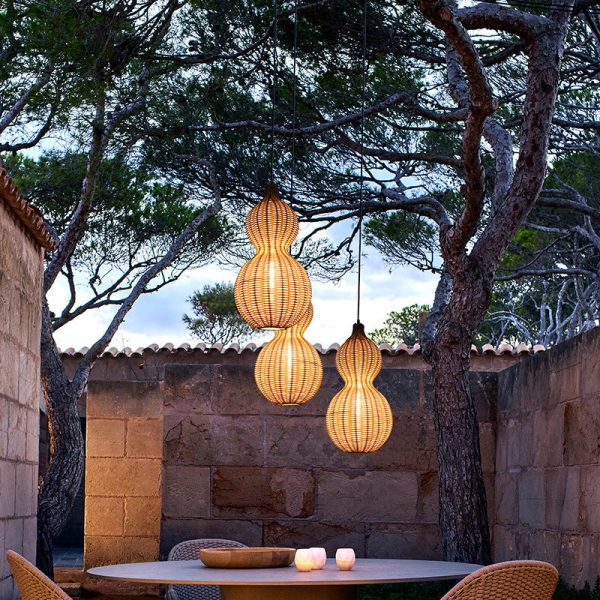Contemporary Creative Waterproof Gourd Peanut Shape Rattan Stainless Steel 1-Light Pendant Light For Outdoor - Image 16