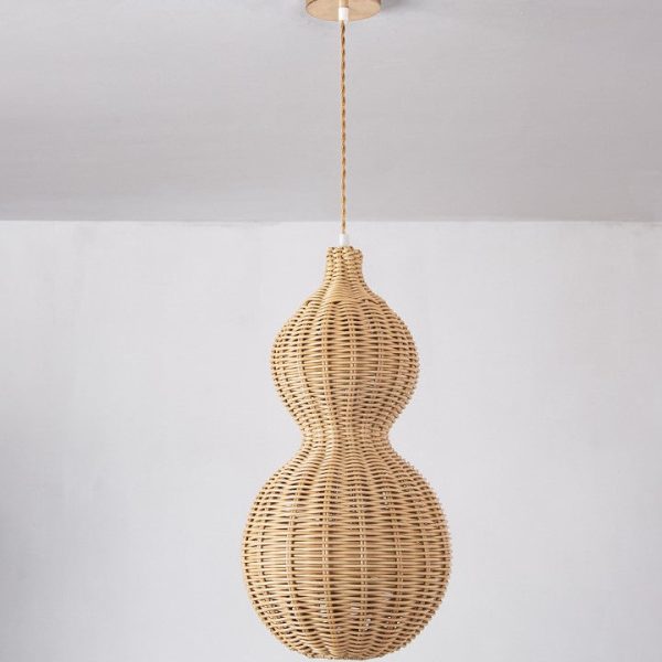 Contemporary Creative Waterproof Gourd Peanut Shape Rattan Stainless Steel 1-Light Pendant Light For Outdoor - Image 9