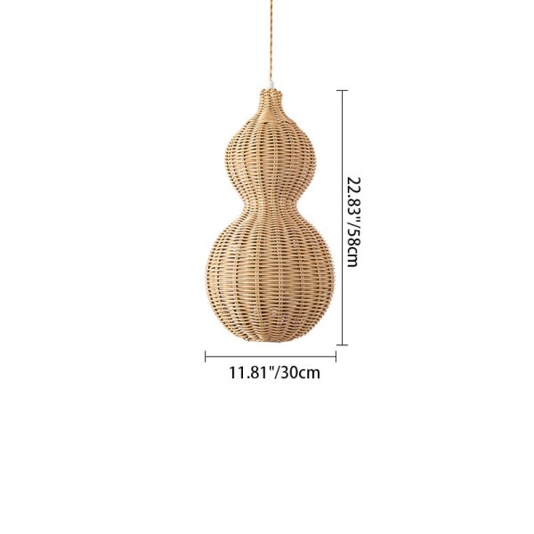 Contemporary Creative Waterproof Gourd Peanut Shape Rattan Stainless Steel 1-Light Pendant Light For Outdoor - Image 6