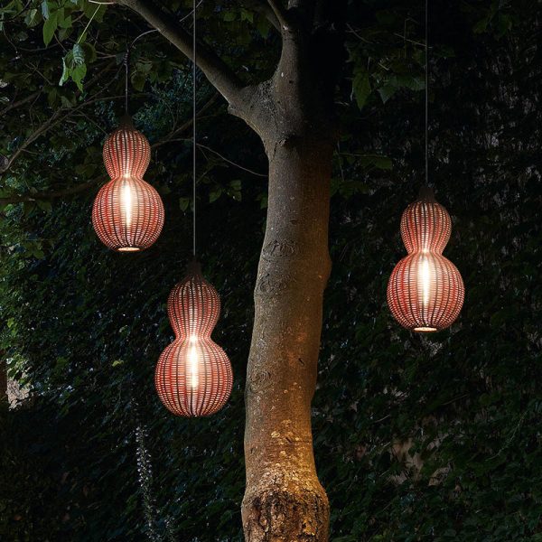 Contemporary Creative Waterproof Gourd Peanut Shape Rattan Stainless Steel 1-Light Pendant Light For Outdoor - Image 3