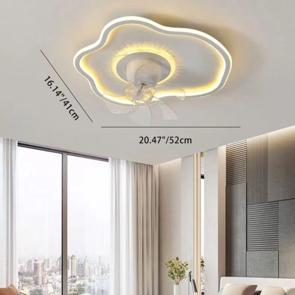 Contemporary Creative Cloud Shape ABS Iron LED Flush Mount Ceiling Fan Light For Bedroom - Image 4