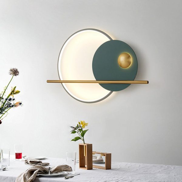 Contemporary Scandinavian Round Aluminum Iron LED Wall Sconce Lamp For Bedroom - Image 17