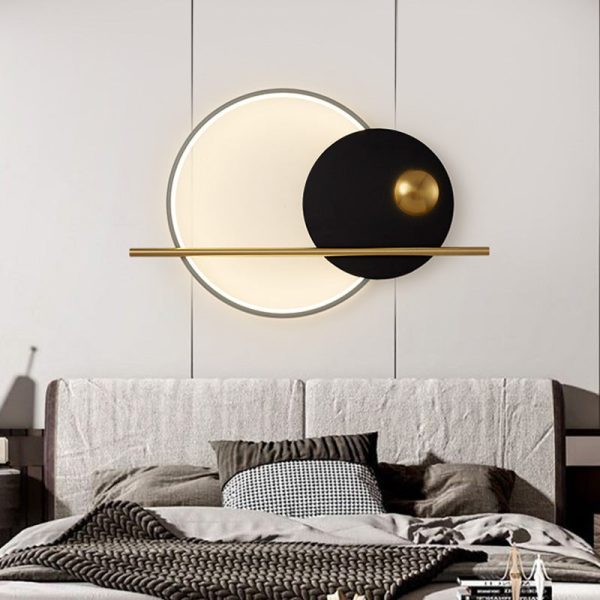 Contemporary Scandinavian Round Aluminum Iron LED Wall Sconce Lamp For Bedroom - Image 14