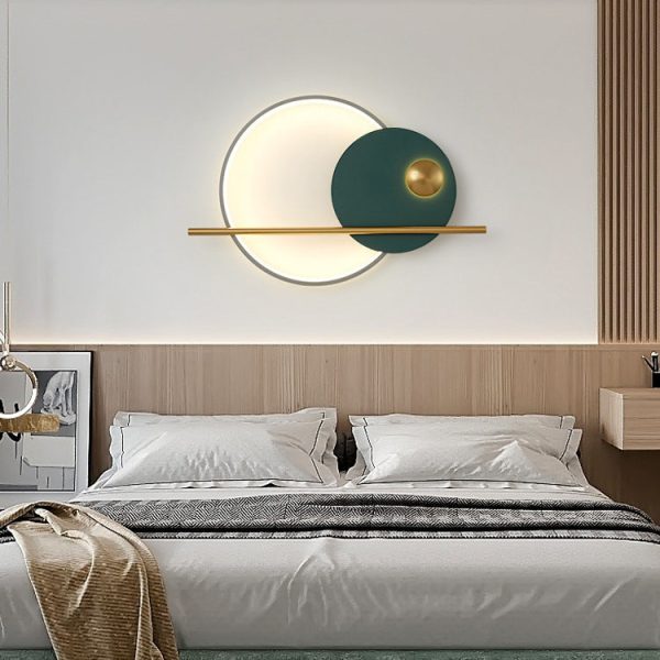Contemporary Scandinavian Round Aluminum Iron LED Wall Sconce Lamp For Bedroom - Image 2
