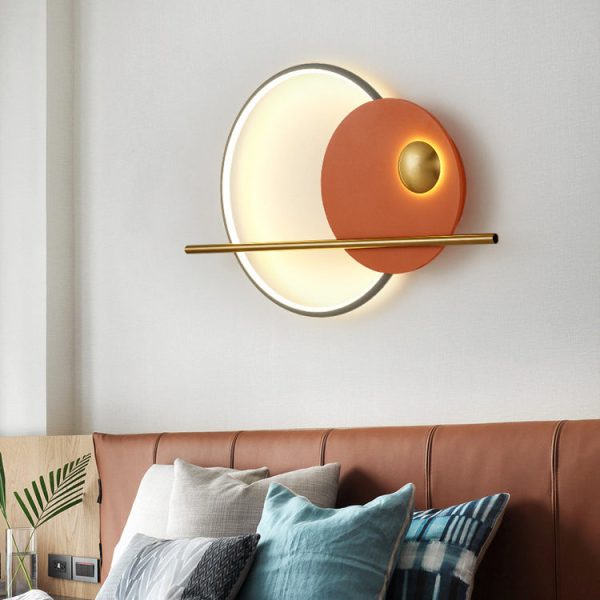 Contemporary Scandinavian Round Aluminum Iron LED Wall Sconce Lamp For Bedroom - Image 13