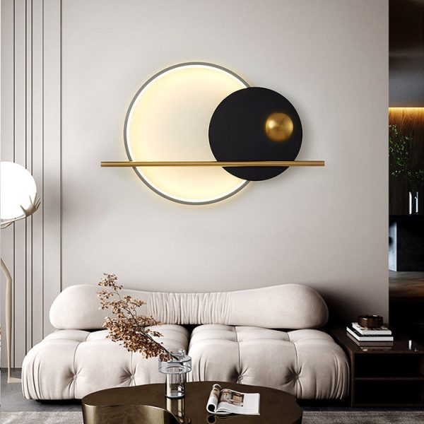 Contemporary Scandinavian Round Aluminum Iron LED Wall Sconce Lamp For Bedroom - Image 3