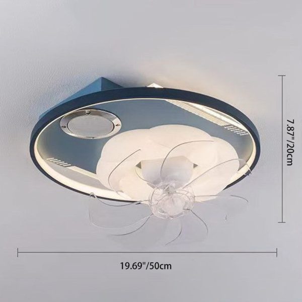 Contemporary Scandinavian Cloud Round Dome PVC Iron LED Flush Mount Ceiling Fan Light For Bedroom - Image 5