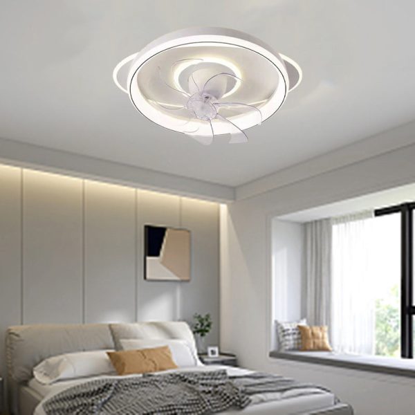 Contemporary Scandinavian Cloud Round Dome PVC Iron LED Flush Mount Ceiling Fan Light For Bedroom - Image 3