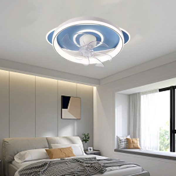 Contemporary Scandinavian Cloud Round Dome PVC Iron LED Flush Mount Ceiling Fan Light For Bedroom - Image 16