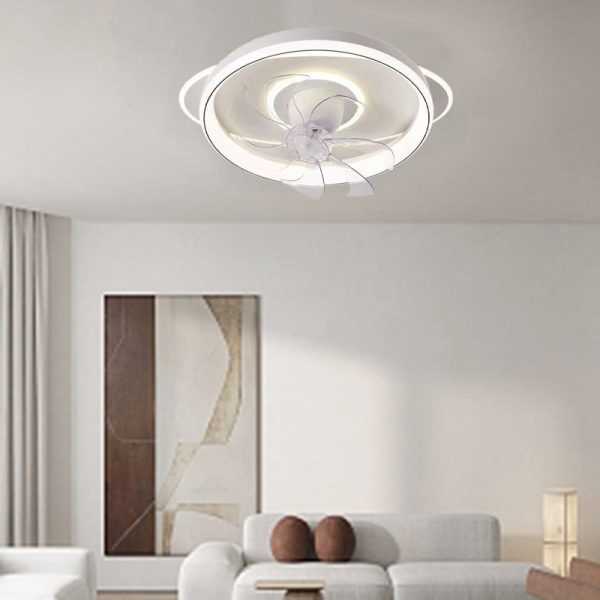 Contemporary Scandinavian Cloud Round Dome PVC Iron LED Flush Mount Ceiling Fan Light For Bedroom - Image 15