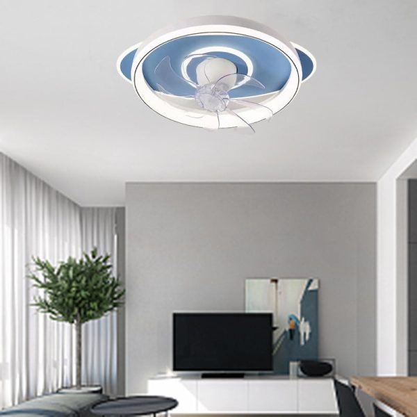 Contemporary Scandinavian Cloud Round Dome PVC Iron LED Flush Mount Ceiling Fan Light For Bedroom - Image 19