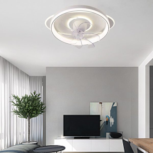 Contemporary Scandinavian Cloud Round Dome PVC Iron LED Flush Mount Ceiling Fan Light For Bedroom - Image 18