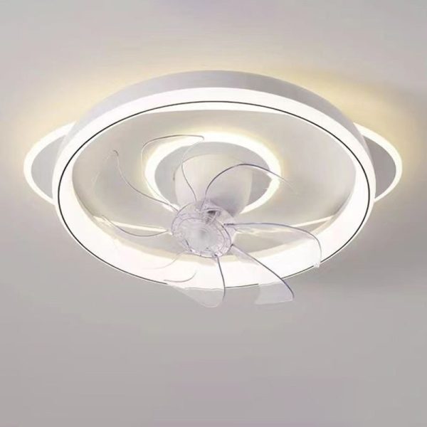 Contemporary Scandinavian Cloud Round Dome PVC Iron LED Flush Mount Ceiling Fan Light For Bedroom - Image 11