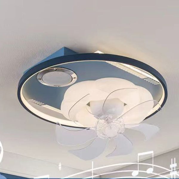 Contemporary Scandinavian Cloud Round Dome PVC Iron LED Flush Mount Ceiling Fan Light For Bedroom - Image 9