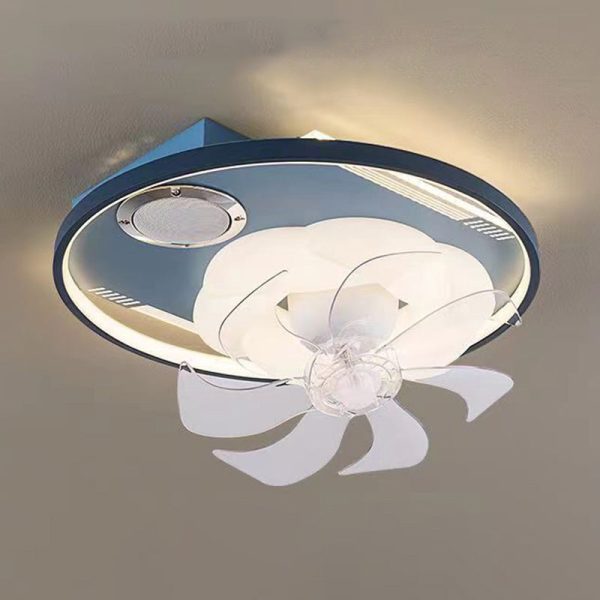 Contemporary Scandinavian Cloud Round Dome PVC Iron LED Flush Mount Ceiling Fan Light For Bedroom - Image 10