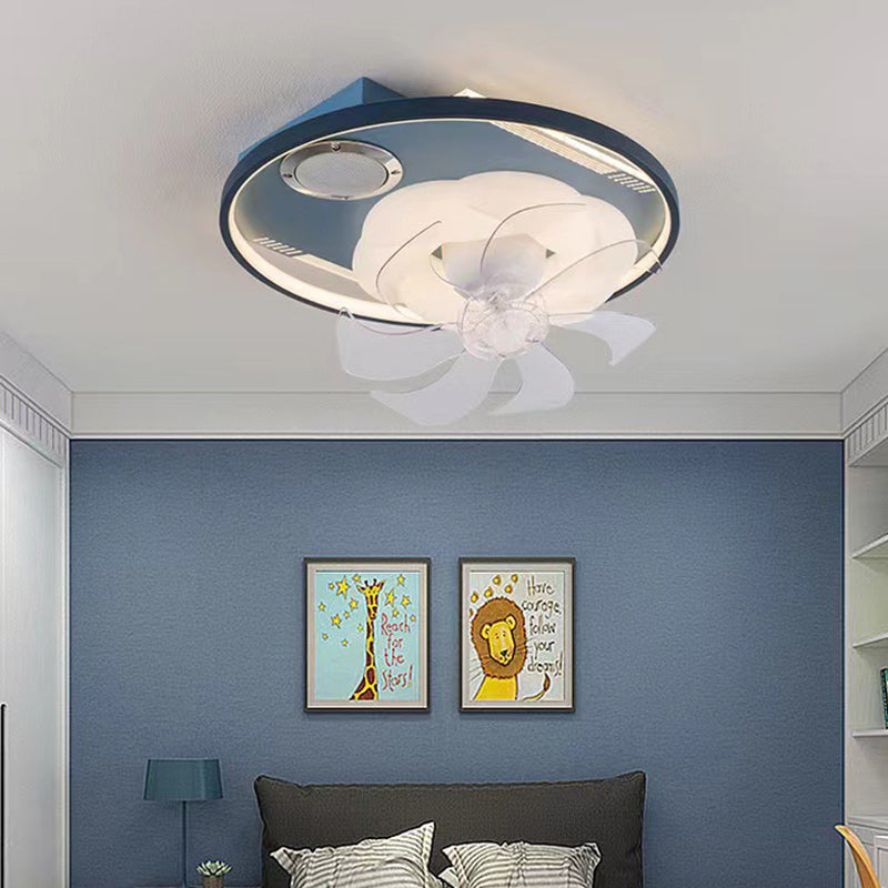 BS-Lighting-LM00768-7.jpg Contemporary Scandinavian Cloud Round Dome PVC Iron LED Flush Mount Ceiling Fan Light For Bedroom - Image 1