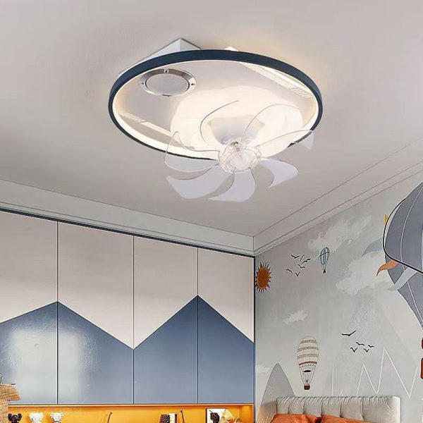 Contemporary Scandinavian Cloud Round Dome PVC Iron LED Flush Mount Ceiling Fan Light For Bedroom - Image 2