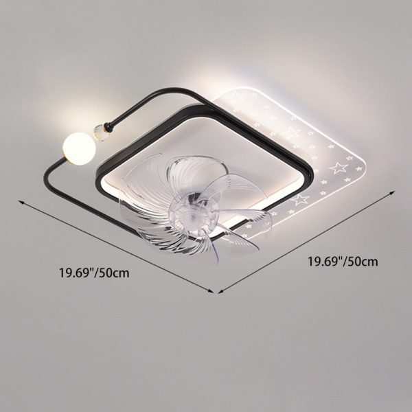 Contemporary Scandinavian Square Round Oval ABS Copper Hardware LED Flush Mount Ceiling Fan Light For Bedroom - Image 4