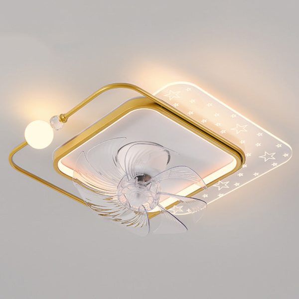 Contemporary Scandinavian Square Round Oval ABS Copper Hardware LED Flush Mount Ceiling Fan Light For Bedroom - Image 15