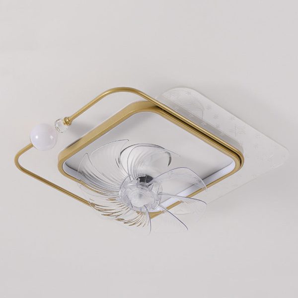 Contemporary Scandinavian Square Round Oval ABS Copper Hardware LED Flush Mount Ceiling Fan Light For Bedroom - Image 14