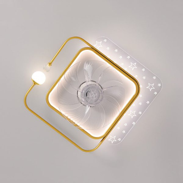 Contemporary Scandinavian Square Round Oval ABS Copper Hardware LED Flush Mount Ceiling Fan Light For Bedroom - Image 13