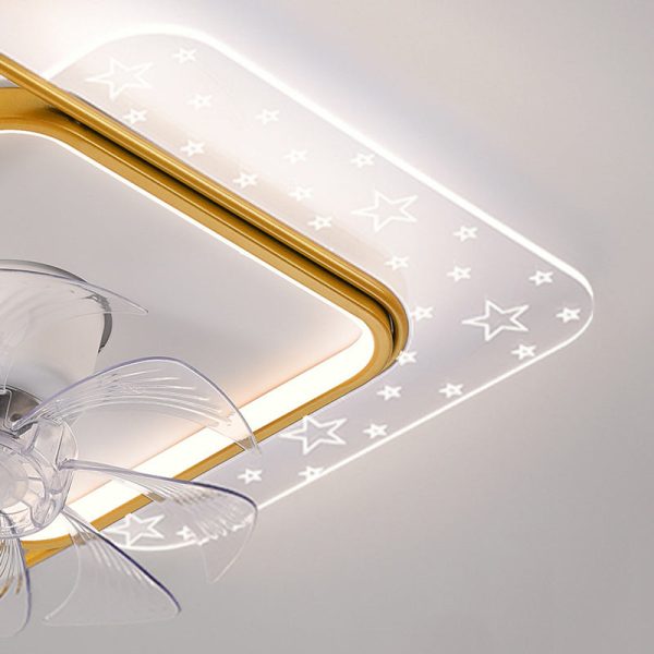 Contemporary Scandinavian Square Round Oval ABS Copper Hardware LED Flush Mount Ceiling Fan Light For Bedroom - Image 11