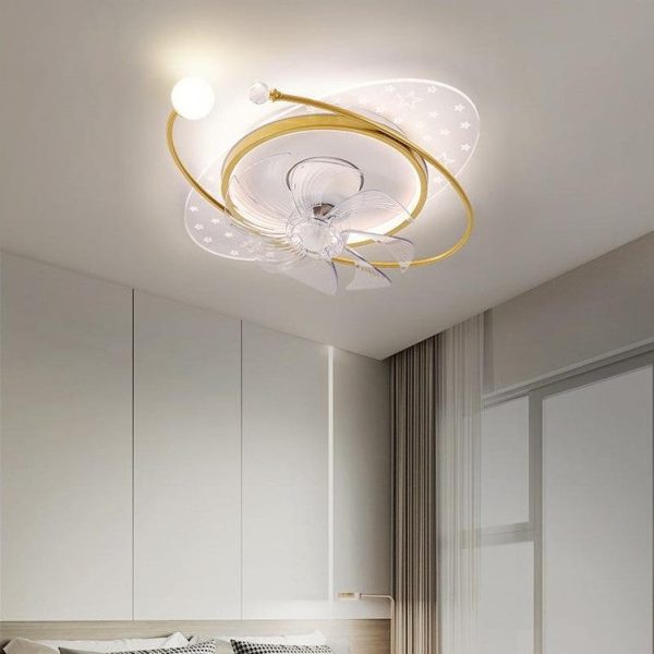 Contemporary Scandinavian Square Round Oval ABS Copper Hardware LED Flush Mount Ceiling Fan Light For Bedroom - Image 20
