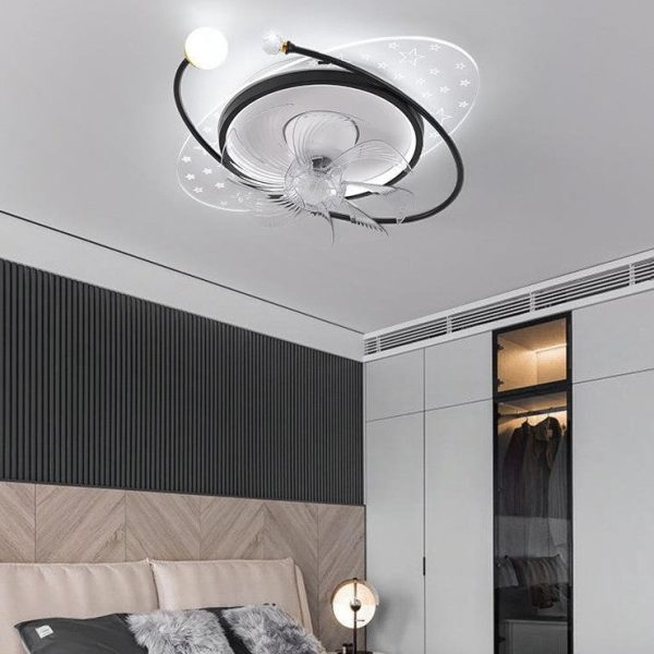 Contemporary Scandinavian Square Round Oval ABS Copper Hardware LED Flush Mount Ceiling Fan Light For Bedroom - Image 22