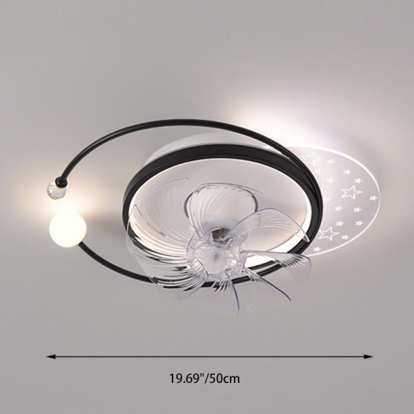 Contemporary Scandinavian Square Round Oval ABS Copper Hardware LED Flush Mount Ceiling Fan Light For Bedroom - Image 5