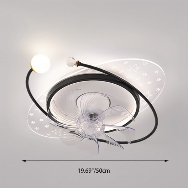 Contemporary Scandinavian Square Round Oval ABS Copper Hardware LED Flush Mount Ceiling Fan Light For Bedroom - Image 6