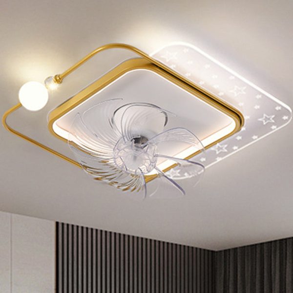 Contemporary Scandinavian Square Round Oval ABS Copper Hardware LED Flush Mount Ceiling Fan Light For Bedroom - Image 16