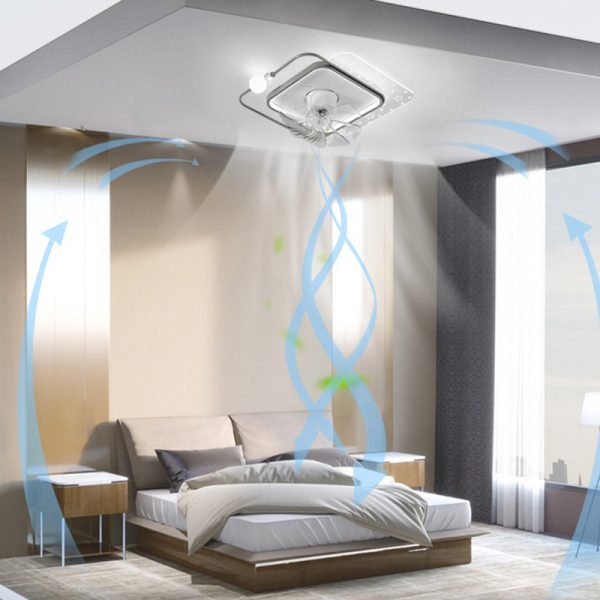 Contemporary Scandinavian Square Round Oval ABS Copper Hardware LED Flush Mount Ceiling Fan Light For Bedroom - Image 8